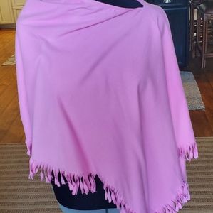 Soft flannel fleece poncho with fringe